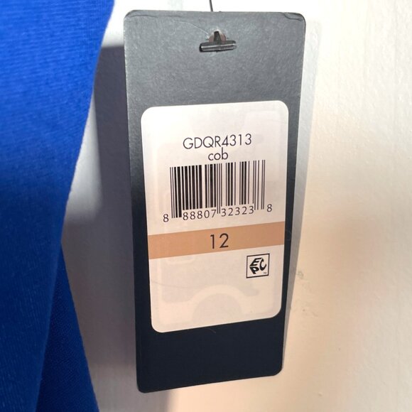 GUESS Ponte Ruffled Sheath Dress 12 Cobalt Blue Bodycon Cocktail Party NEW - Picture 7 of 10